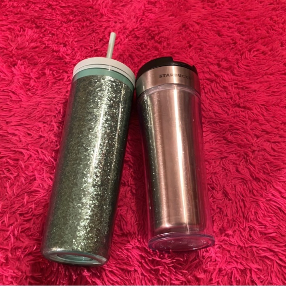 Starbucks and Glitter Resuable Cup Lot (2)